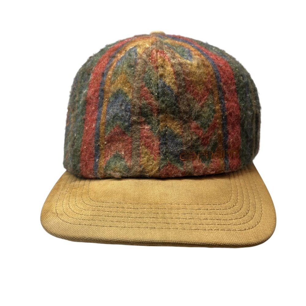 Carhartt Vintage Snapback Hat Cap Aztec Blanket USA Made 80's Distressed Retro
